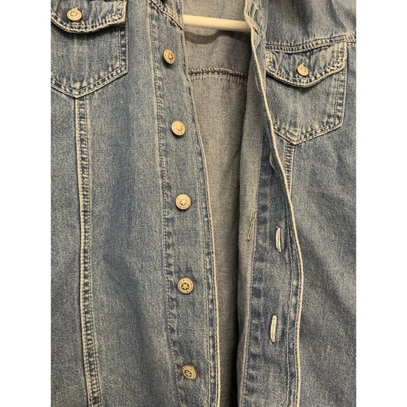 Vintage PSC Denim Vest Western Star Button 100% Cotton Large - Picture 3 of 10